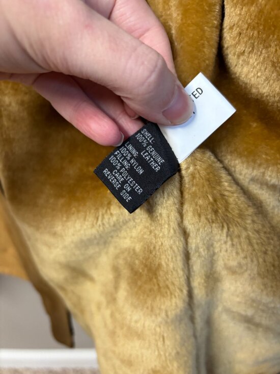 Caliber Vintage Leather Shearling Jacket Camel Brown NWT - Picture 5 of 8